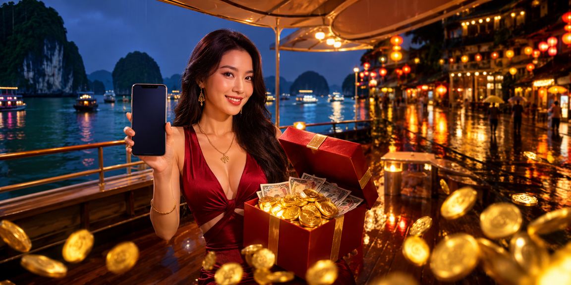 Người chơi trải nghiệm mobile casino tại lễ hội Hạ Long Bay